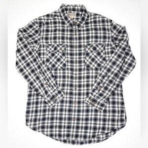 Duluth‎ Trading Free Swingin’ Wicking Flannel Shirt Plaid Black White Size XLT